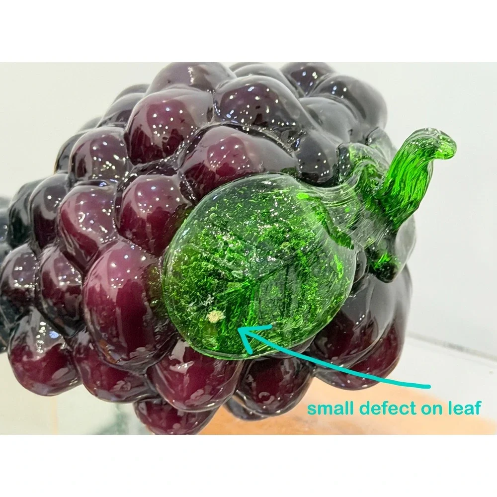Art Glass Grapes Cluster Vintage Purple Fruit Sculpture Centerpiece 6